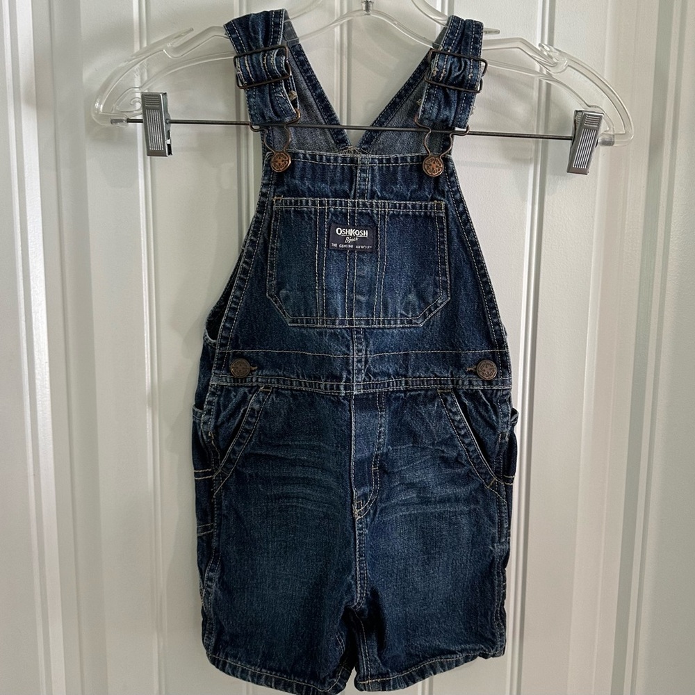 Oshkosh Vestbak Denim Overalls Shorts Shortalls Size 2T